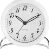 Arne Jacobsen Clocks Ure & Vejrstationer<AJ LK bordur, hvid/hvid, Ø 11 cm, alarm