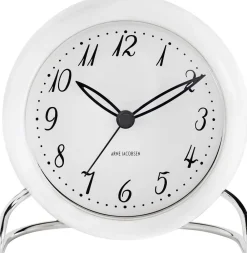 Arne Jacobsen Clocks Ure & Vejrstationer<AJ LK bordur, hvid/hvid, Ø 11 cm, alarm