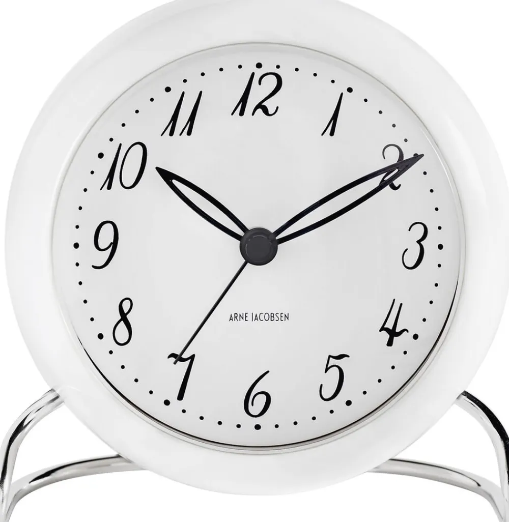 Arne Jacobsen Clocks Ure & Vejrstationer<AJ LK bordur, hvid/hvid, Ø 11 cm, alarm