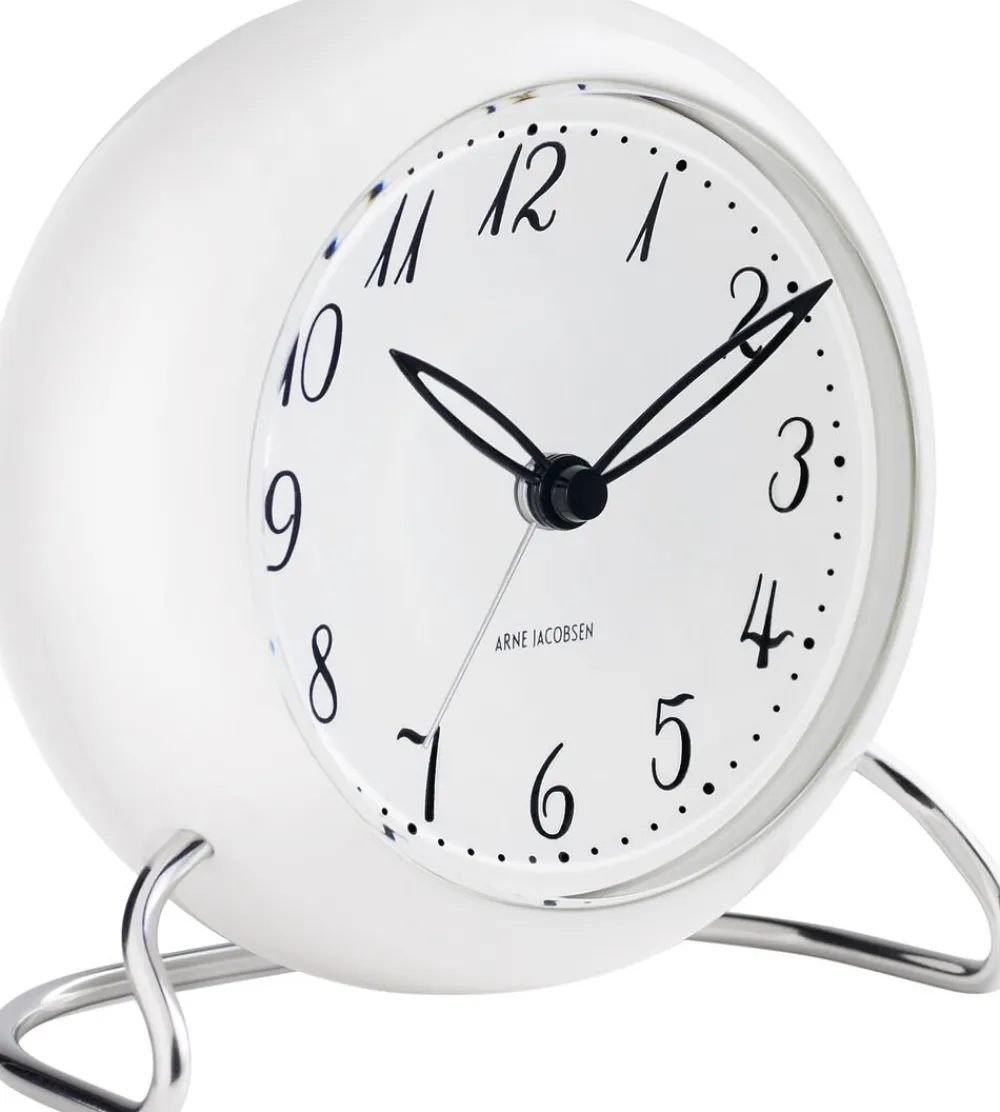 Arne Jacobsen Clocks Ure & Vejrstationer<AJ LK bordur, hvid/hvid, Ø 11 cm, alarm