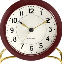 Arne Jacobsen Clocks Ure & Vejrstationer<AJ Station bordur bordeaux/hvid, Ø 11 cm, alarm