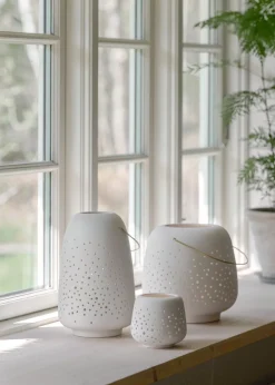 Uyuni Trådløse Lamper<Ceramic lantern, medium, 15,5x24 cm