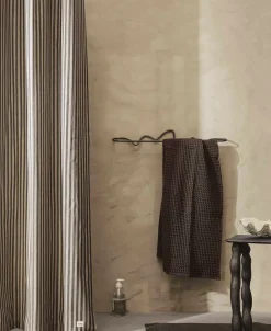 Ferm Living Badeforhæng<Chambray Shower Curtain - Sand/Black