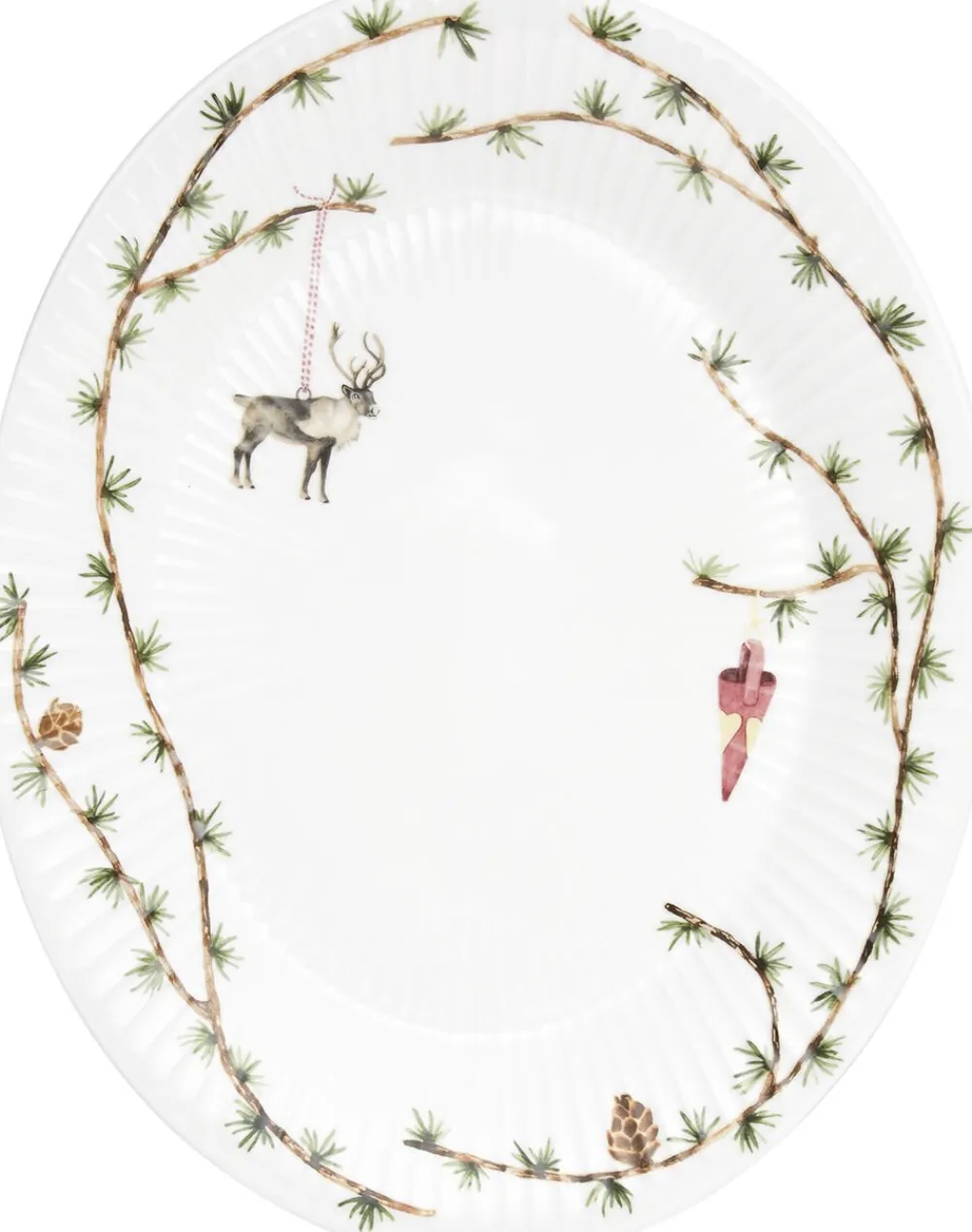 Kähler Skåle & Fade|Julestel<Hammershøi Christmas Ovalt bordfad 27x34 hvid m. deko
