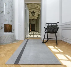 Tica Copenhagen Gulvtæpper<Løber, 90x200 cm, stripe vertical lysegrå/steelgrey