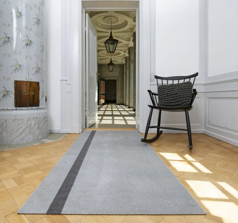 Tica Copenhagen Gulvtæpper<Løber, 90x200 cm, stripe vertical lysegrå/steelgrey