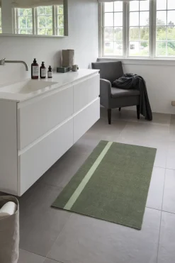 Tica Copenhagen Gulvtæpper<Løber, 67x120 cm, stripe vertical lysgrøn/støvet grøn