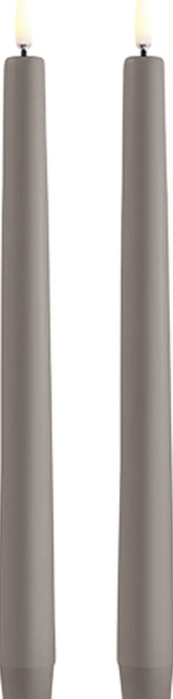 Uyuni Lys & Lysestager|Elektriske Julelys<LED taper candle, Sandstone, Smooth, 2-pack, 2,3x25 cm