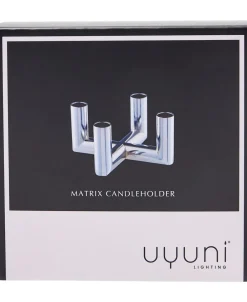 Uyuni Adventsstager<MATRIX Candle Holder - 4'arm Mini Taper - Chrome - 7,5 x 4,5