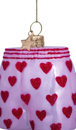 Vondels Juletræspynt<Ornament glas lyserøde boxershorts H7,5cm