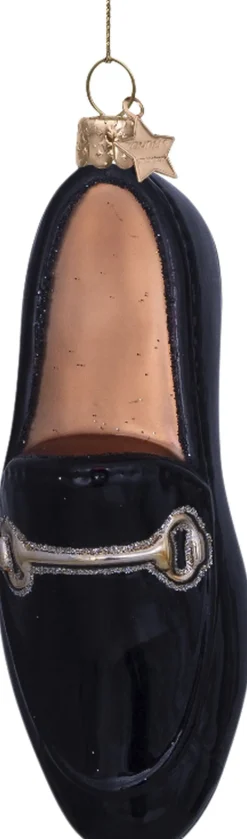Vondels Juletræspynt<Ornament glass black gold loafer H10cm