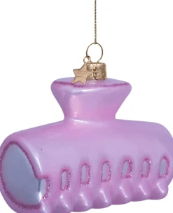 Vondels Juletræspynt<Ornament glass soft pink opal hair clip H6. 5cm
