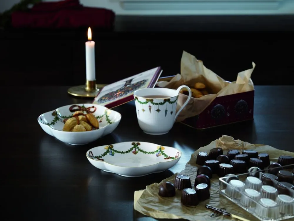 Royal Copenhagen Julestel<STJERNE RIFLET JUL HØJHANKSKOP 33 CL