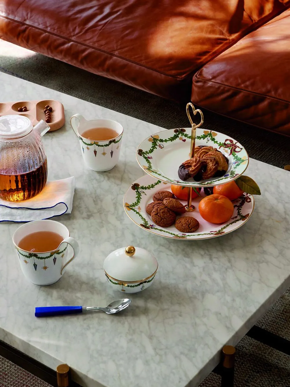 Royal Copenhagen Julestel<STJERNE RIFLET JUL HØJHANKSKOP 33 CL